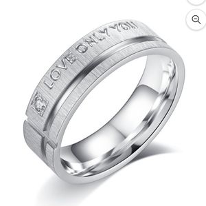 Silver Matte Finish Cubic Zirconia "Love Only You" Men's Ring Band Sz 11